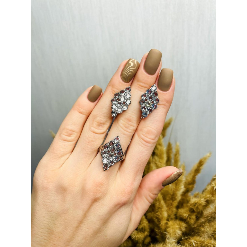 Серебряные серьги с нано султанитом 176N-82