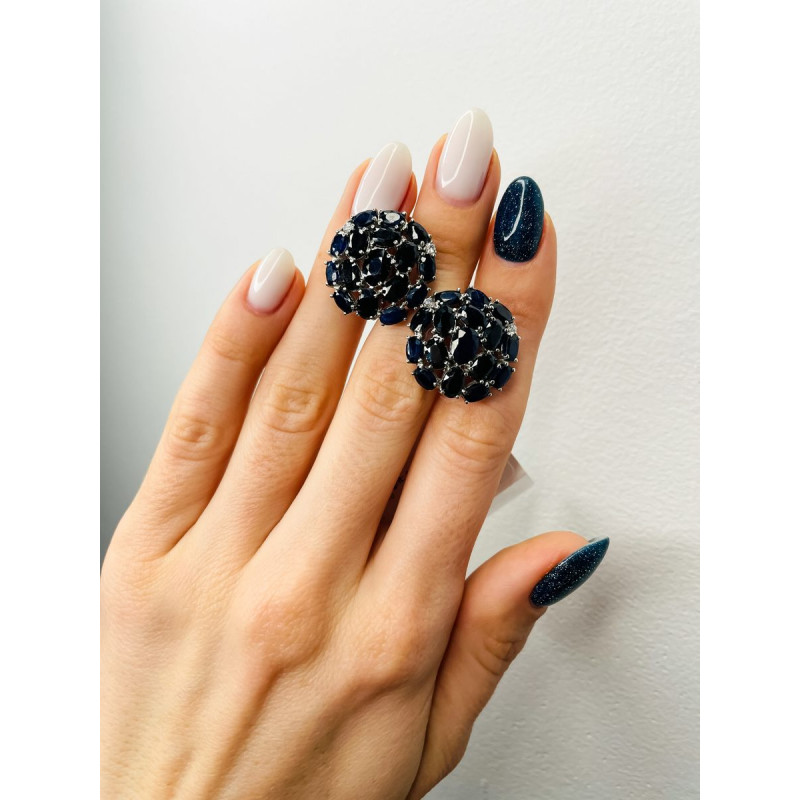 Серебряные серьги с натуральным сапфиром 186-3110