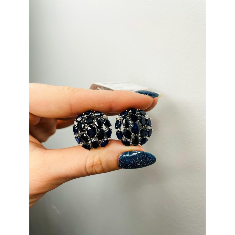 Серебряные серьги с натуральным сапфиром 186-3110