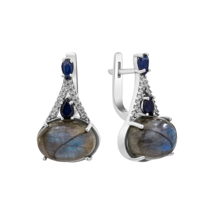 Серебряные серьги с лабрадоритом 187-883110