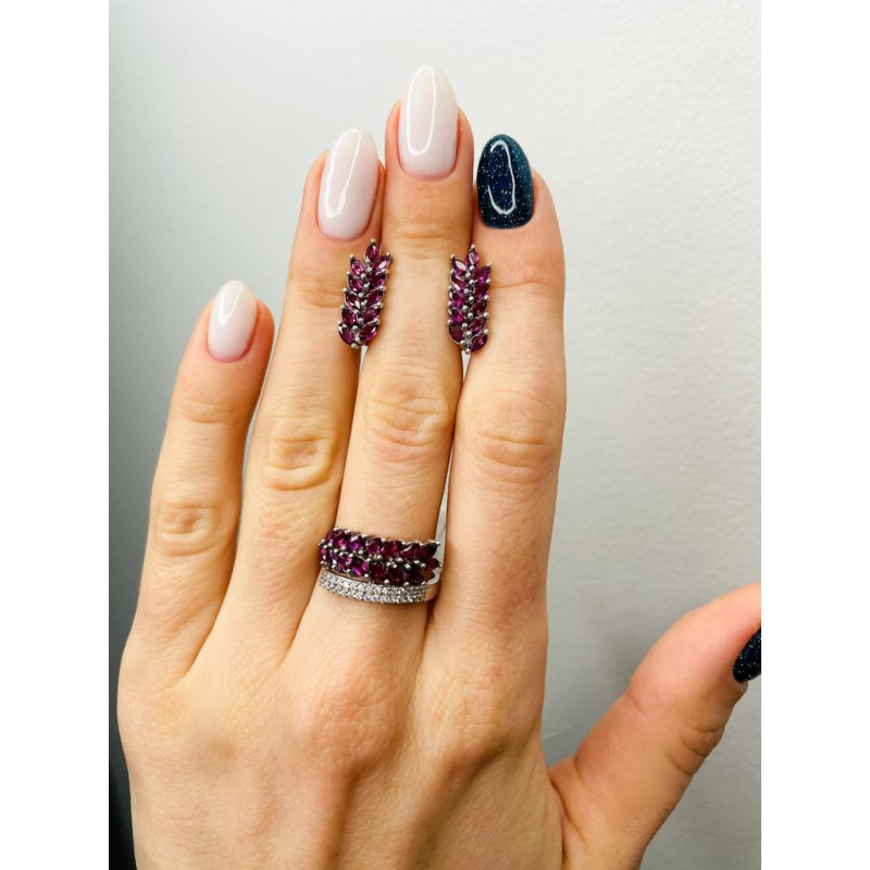 Срібні сережки з родолітом 199-42