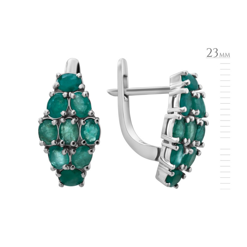 Серебряные серьги с натуральным изумрудом 207-71