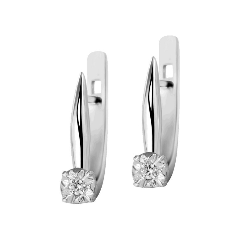 Серебряные серьги с бриллиантом B004-10