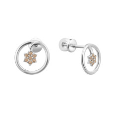 Silver earrings with cubic zirconia B039CZ-74