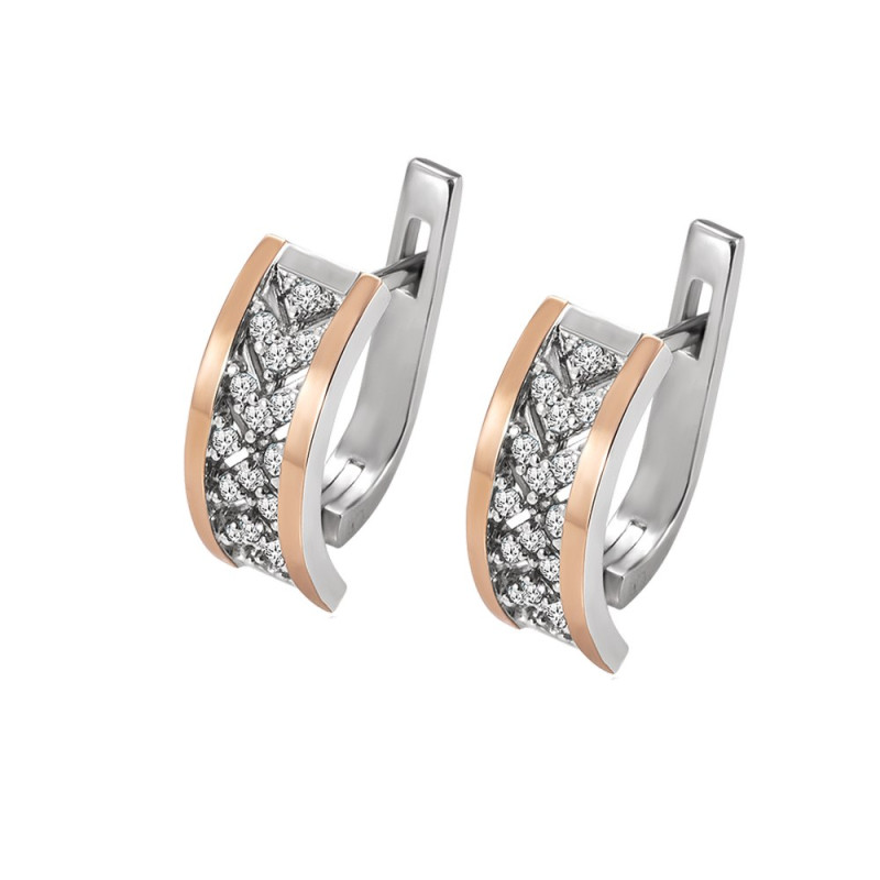 Silver earrings with inlays of gold and zirconium Faience-10