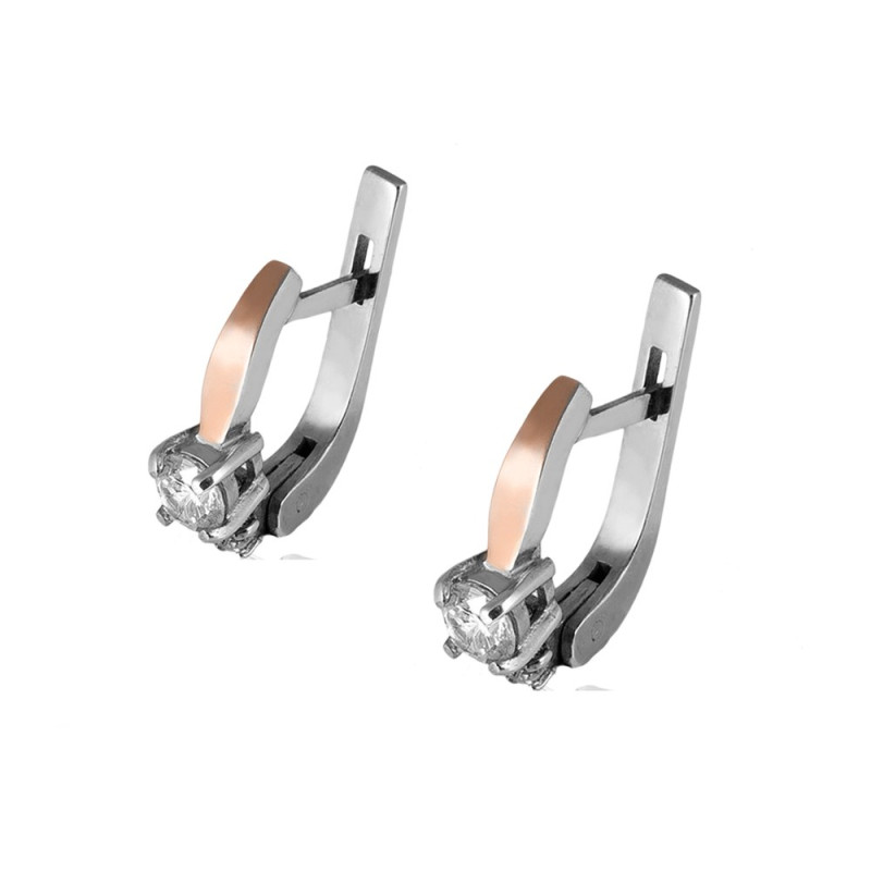 Silver earrings with gold and cubic Zirconia Karat-10