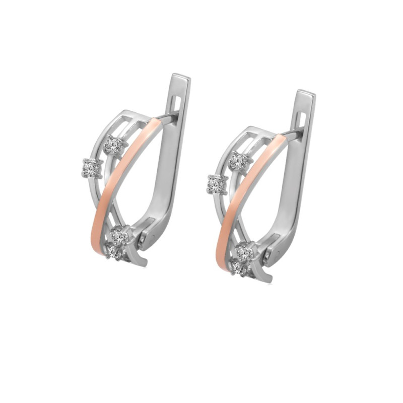 Серебряные серьги с золотом и куб. цирконием Nimfa-10