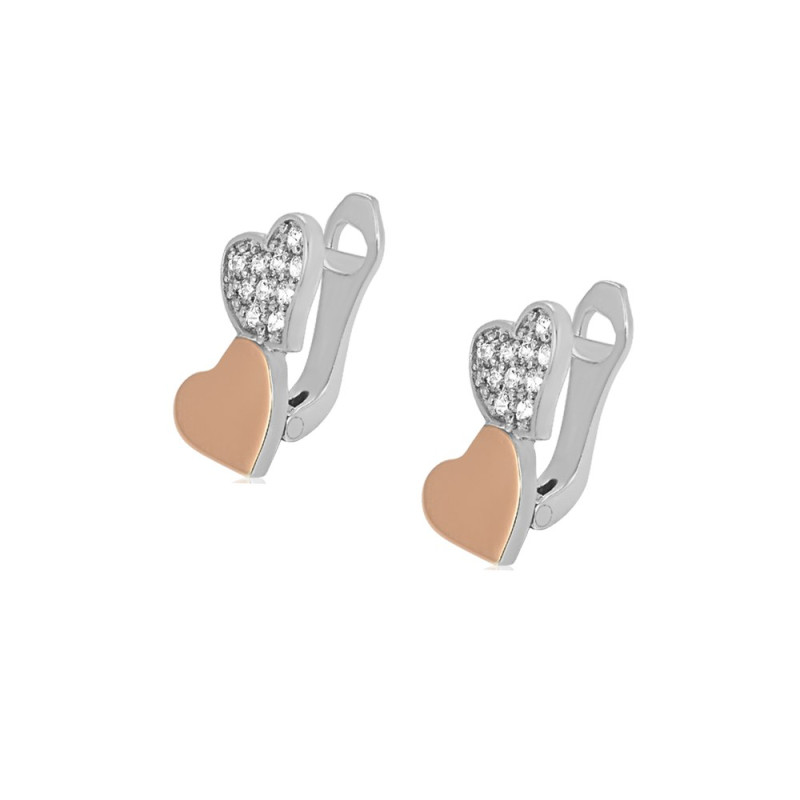 Silver earrings with gold and cubic Zirconia Rada-10