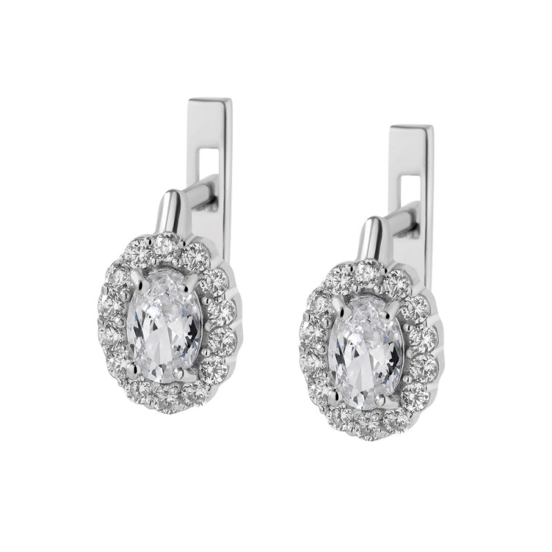 Silver earrings with cubic Zirconia inserts S005-10