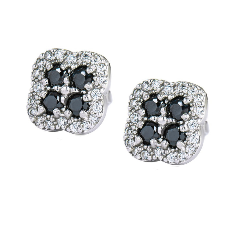 Silver studs with accents cubic Zirconia S048-2010