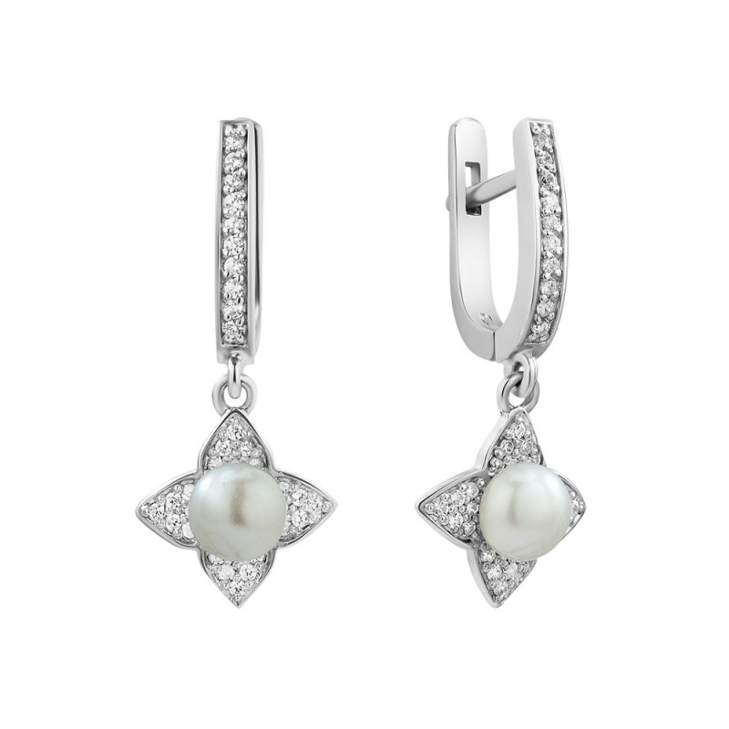 Серебряные серьги с жемчугом S118-9210