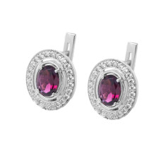 Срібні сережки з родолітом та фіанітом 006-4210