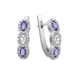 Silver earrings with Brazilian amethyst, morganite and cubic zirconia 009-614510