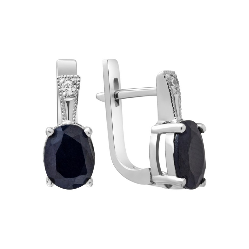 Серебряные серьги с сапфиром 018-3110