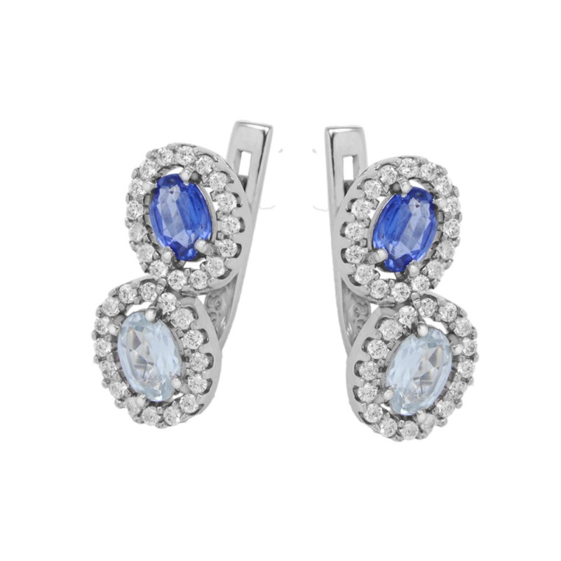 Серебряные серьги с скай топазом 022-393710