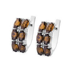 Срібні сережки з гранатом оранж 024-43