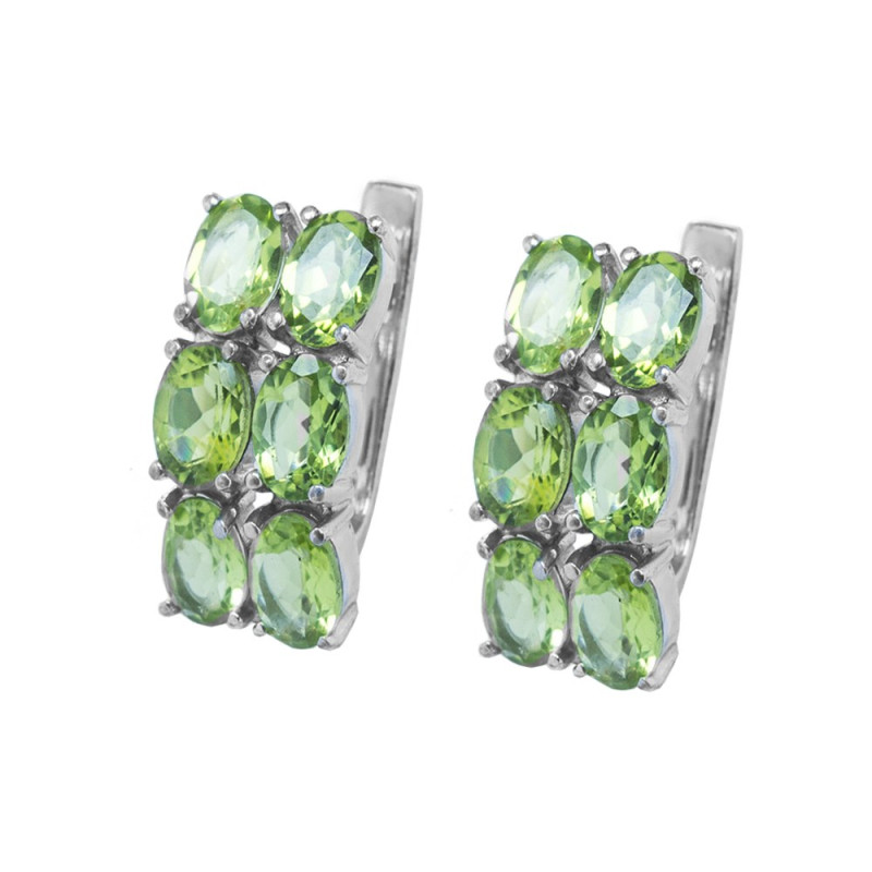 Срібні сережки з перидотом 024-53