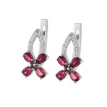 Срібні сережки з родолітом та фіанітом 028-4210