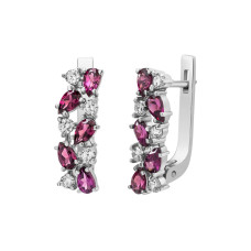 Срібні сережки з родолітом та фіанітом 038-4210