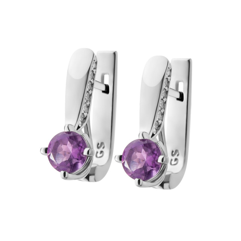 Silver earrings with amethyst inserts 039-6210