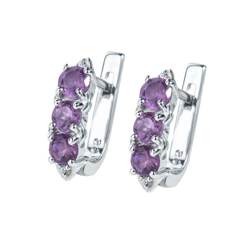 Серебряные серьги с розовым аметистом 062-6310