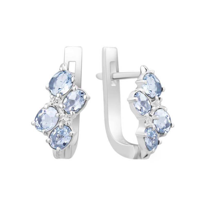 Серебряные серьги со скай топазом и куб. цирконием 070-3910 