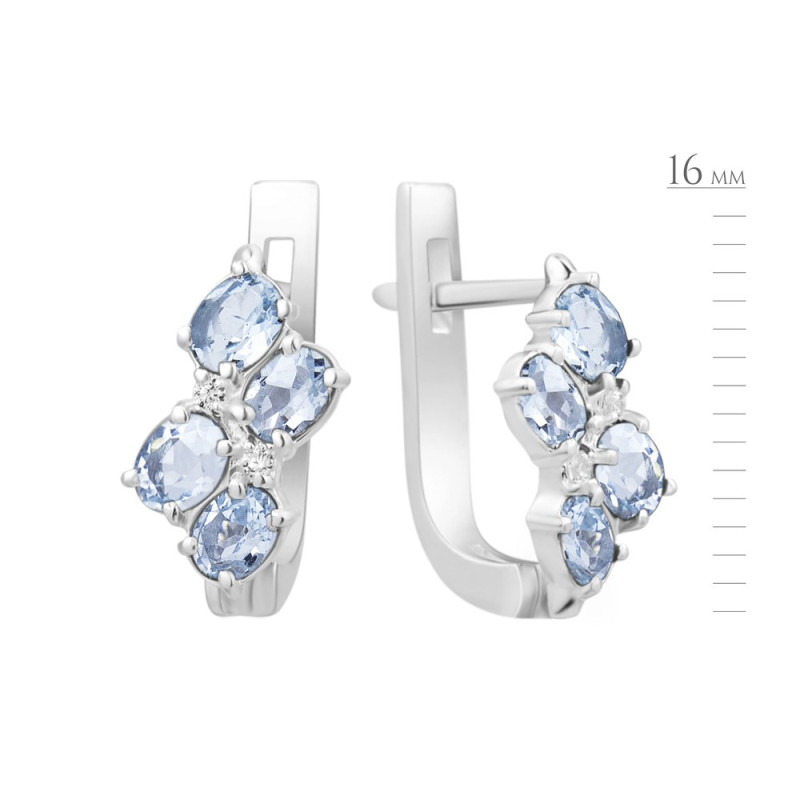 Серебряные серьги со скай топазом и куб. цирконием 070-3910 