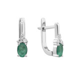 Серебряные серьги с изумрудом 084-7110