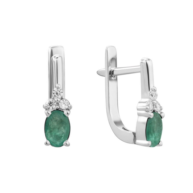 Серебряные серьги с изумрудом 084-7110