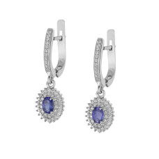 Срібні сережки з танзанітом та фіанітом 086-3510