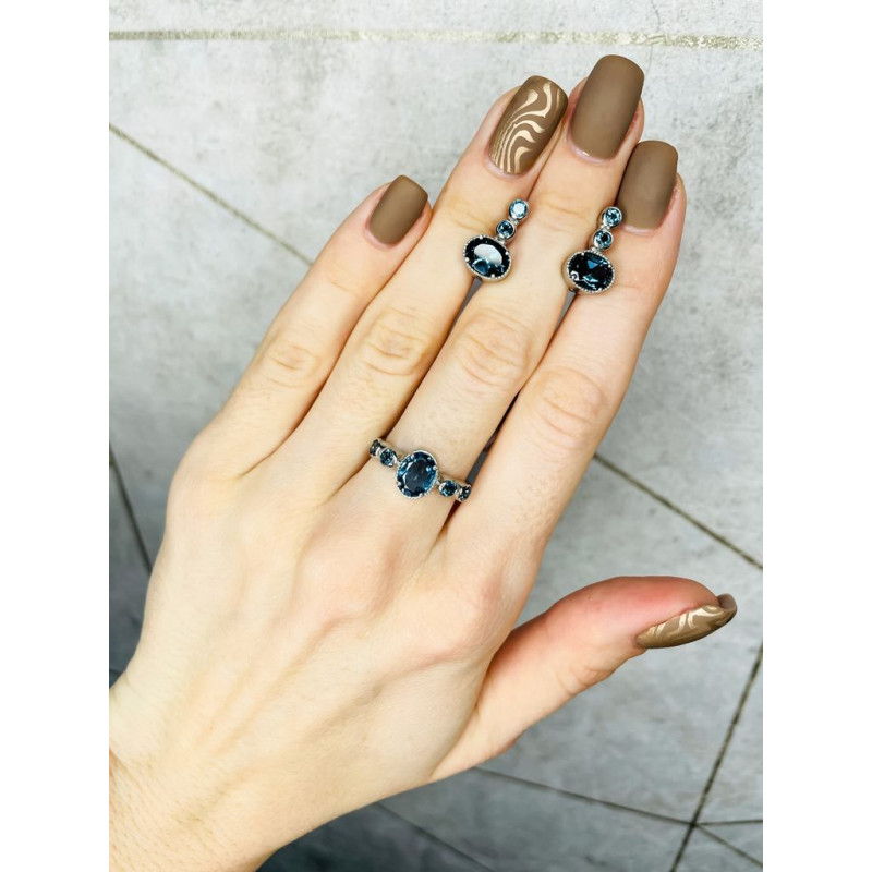 Серебряные серьги с натуральным Лондон топазом 136-33