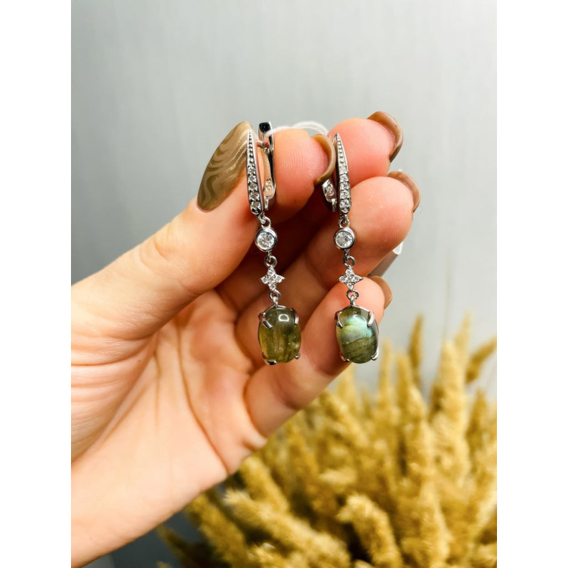 Серебряные серьги с лабрадоритом 141-8810