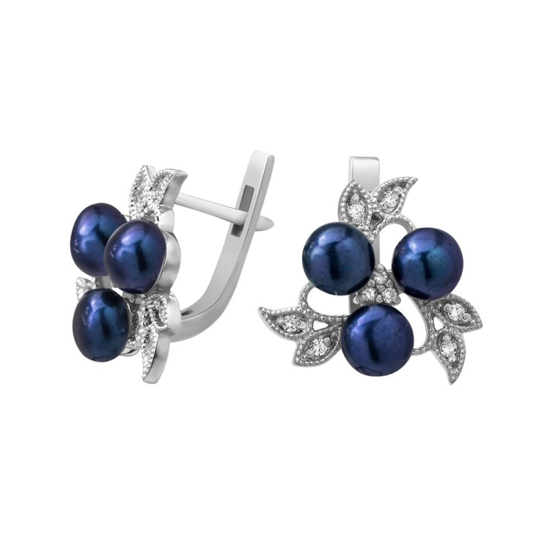 Серьги с чорным жемчугом 146N-9310