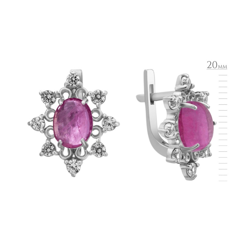 Серебряные серьги с натуральным рубином 153-4410