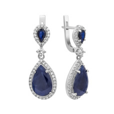 Серебряные серьги с сапфиром 178-3110