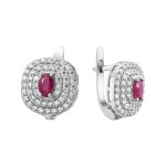 Срібні сережки з рубіном та фіанітом 190-4410