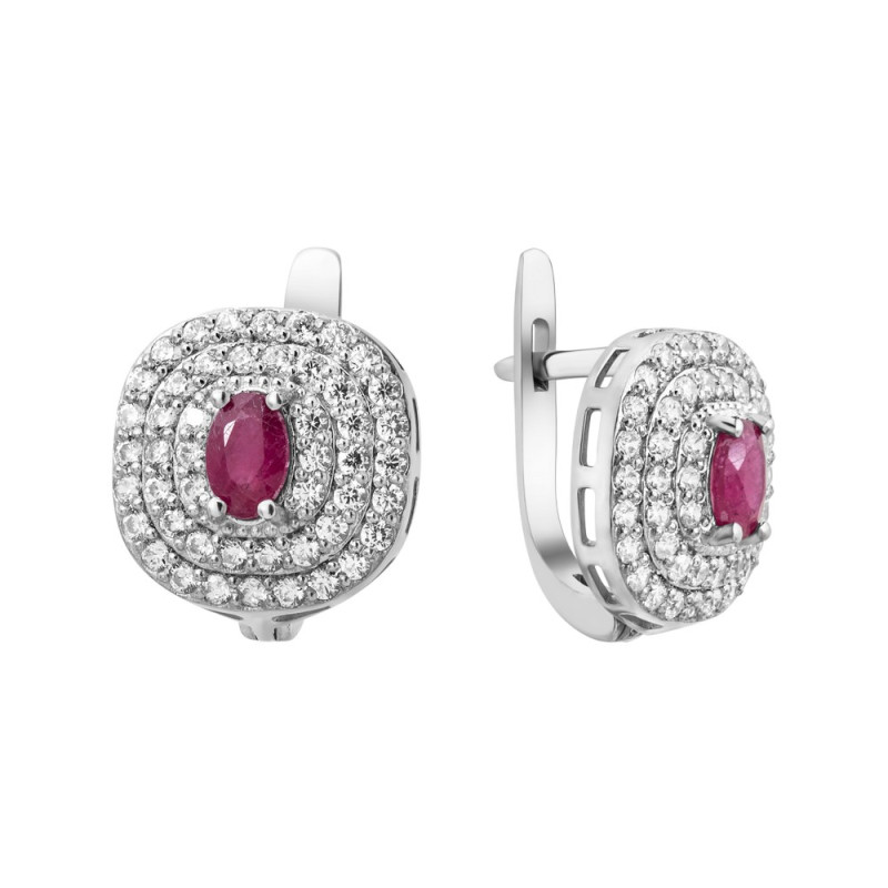 Серебряные серьги с рубином 190-4410