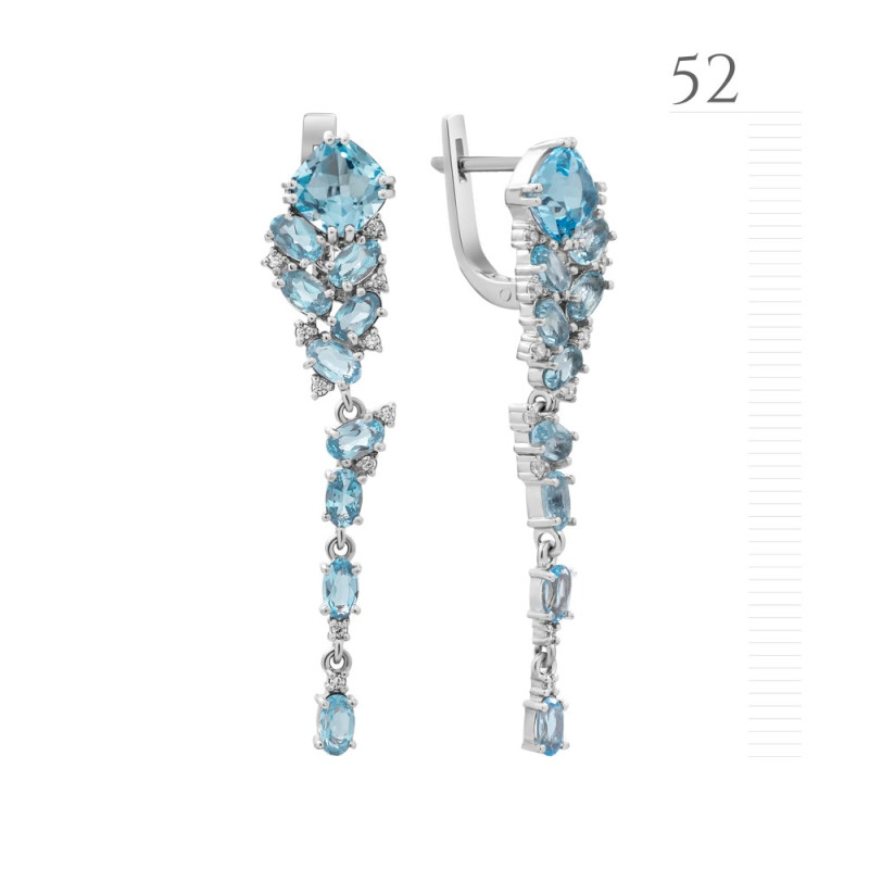 Серебряные серьги с натуральным скай топазом 196-3910