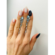 Срібні сережки з скай топазом та фіанітом 196-3910