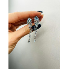 Срібні сережки з скай топазом та фіанітом 196-3910