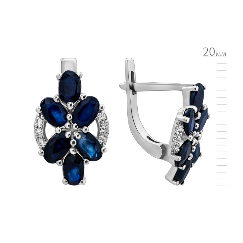 Серебряные серьги с натуральным сапфиром 208-3110