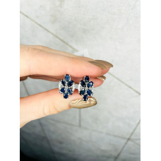 Срібні сережки з сапфіром та фіанітом 208-3110