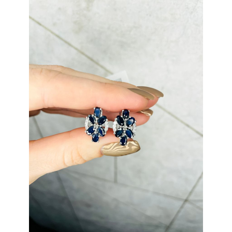 Серебряные серьги с натуральным сапфиром 208-3110