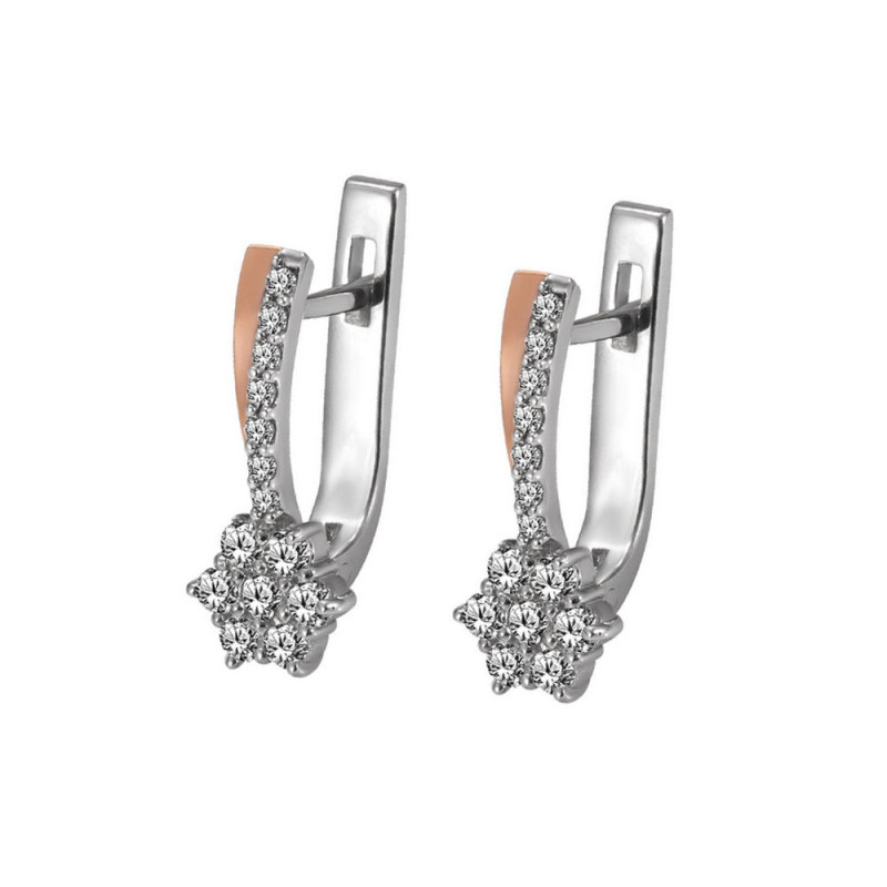 Silver earrings with inlays of gold and zirconium Adler-10