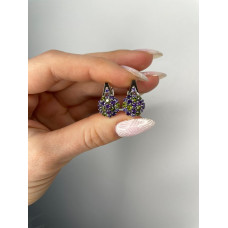 Серебряные серьги со вставками золота и циркония Brusnichka-5361