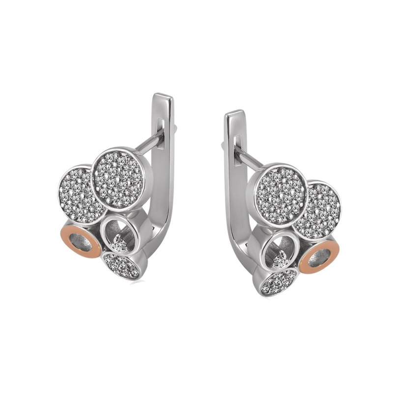 Silver earrings with gold inserts and cubic Zirconia Galaxy-10