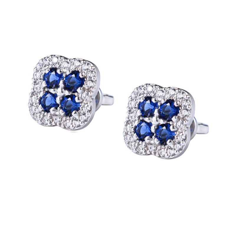 Silver studs with accents cubic Zirconia S048-3110