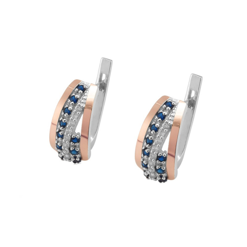 Серебряные серьги с золотом и куб. цирконием Sonata-3110