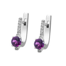 Срібні сережки з родолітом та фіанітом 001-4210