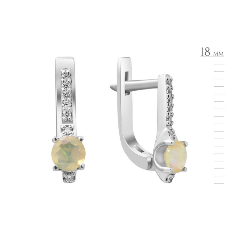 Срібні сережки з опалом та фіанітом 001-5510